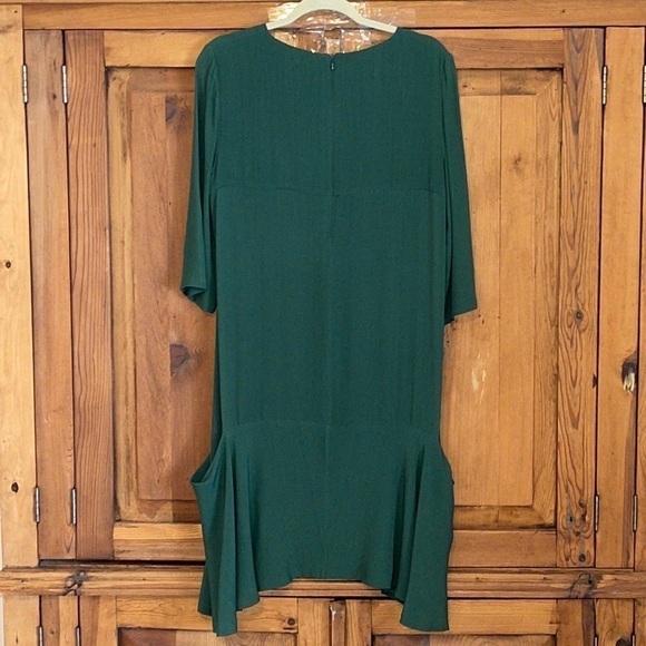 GARNET HILL PINE GREEN AUTUMNAL VISCOSE MIDI DRESS Sz. 10 - Picture 5 of 16